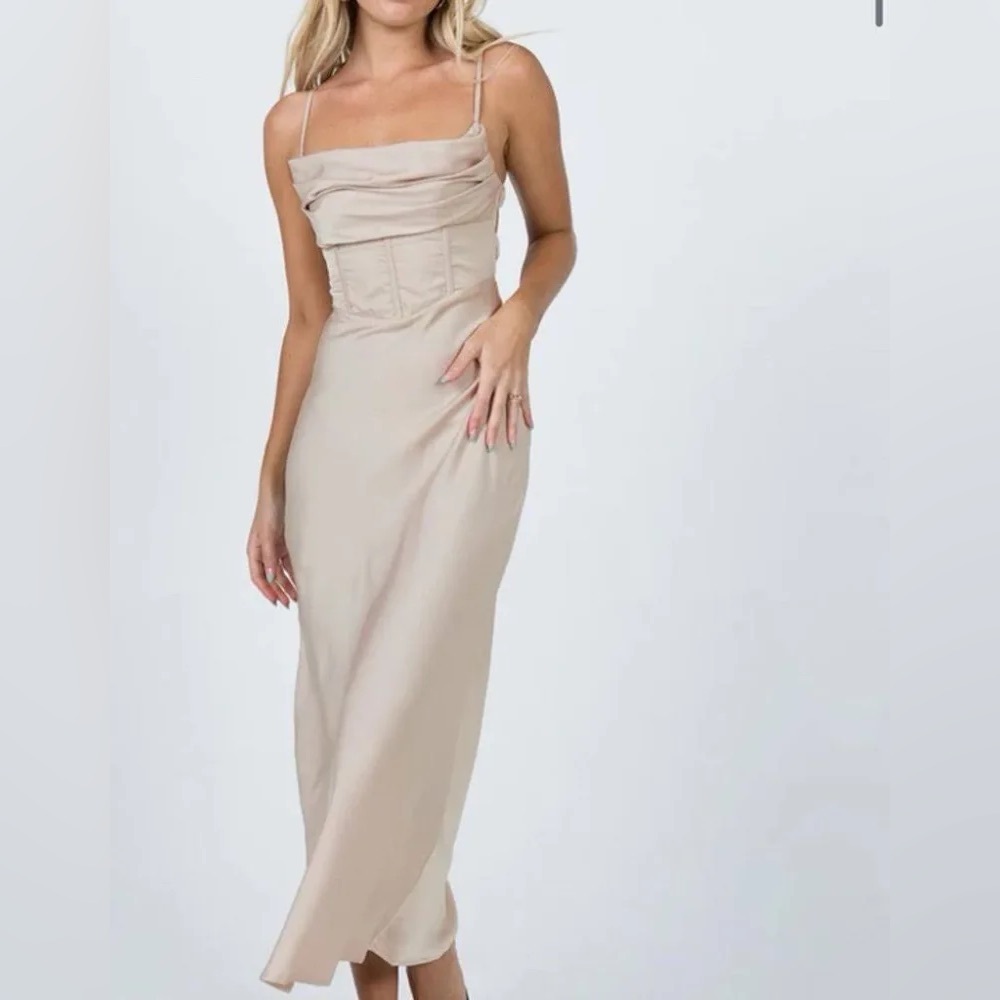 Princess Polly Lillie Midi Dress Size 8 - Beige
